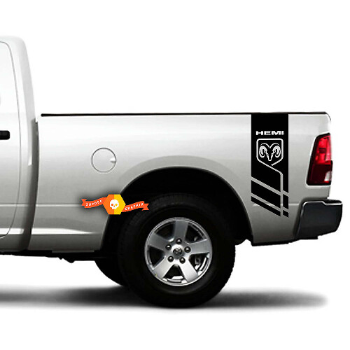 Juego de calcomanías de vinilo con franjas laterales estilo Hemi para Ram 1500-3500