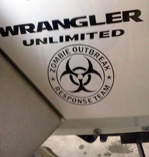 2 Wrangler Unlimited ZOMBIE OUTBREAK equipo de respuesta vinilo pegatina