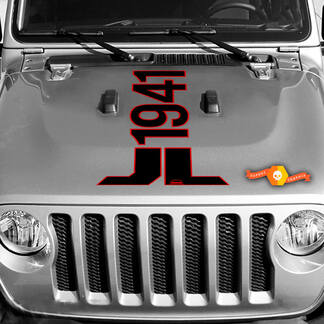 Calcomanía de vinilo con gráficos de capó 1941 apto para Jeep Wrangler JL 2018 2019 2020
