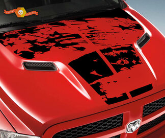Dodge 2010 2018 se adapta a Ram 1500 2500 Gran apenado Grunge Hood Logo Camión Vinilo Calcomanía Gráfico Pick Up Pickup
