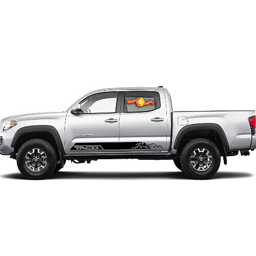 Pegatina de vinilo de rayas estilo montaña Taco para la puerta lateral de Toyota Tacoma