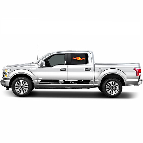 Par Ford F-150 Panisher Rocker Panel rayas vinilo calcomanía pegatina gráficos puerta lateral
