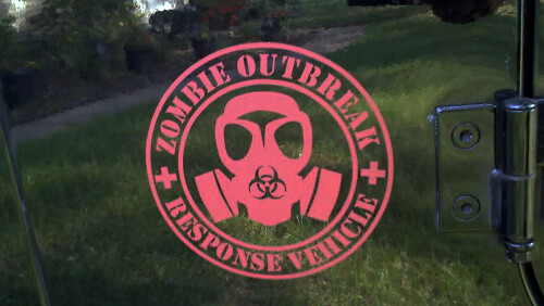 2 ZOMBIE OUTBREAK Respuesta Vehículo JEEP Vinilo Adhesivo Calcomanía