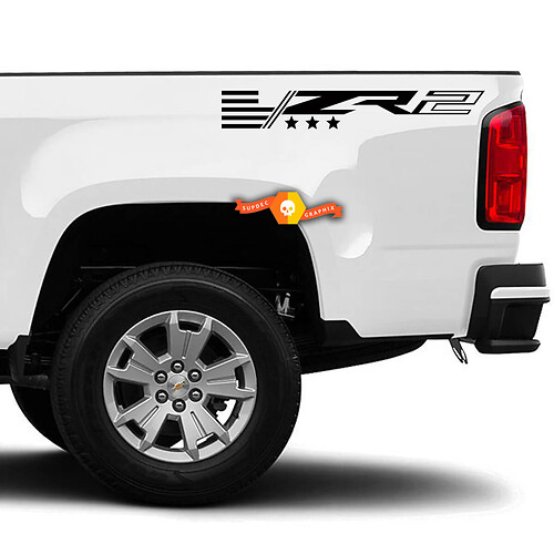Calcomanía adhesiva de vinilo de bandera USA ZR2 para la caja de Chevrolet Colorado