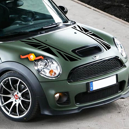 Pegatinas de vinilo con franjas de capó con bandera británica para MINI Cooper S