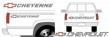 Calcomanías para puerta trasera y cabecera de camioneta Chevy Cheyenne - Chevrolet