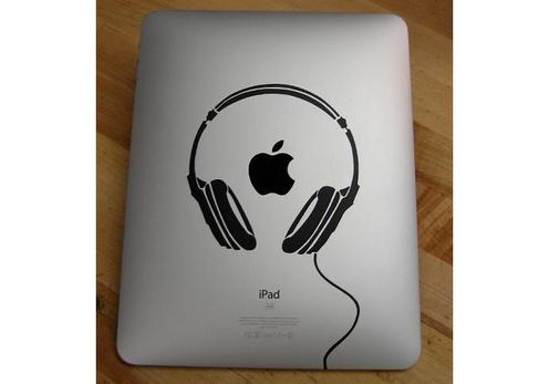 Etiqueta engomada de la etiqueta del iPad de los auriculares