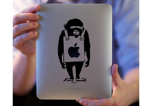 Etiqueta engomada del iPad del mono