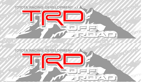 2 TOYOTA TRD OFF Mountain TRD carreras desarrollo lateral vinilo calcomanía pegatina 3