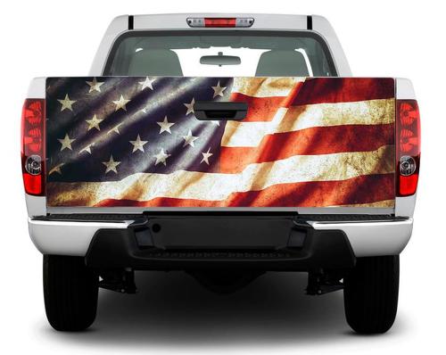 EE. UU. Bandera patriótica vintage Portón trasero Calcomanía Calcomanía Envoltura Camioneta SUV Coche