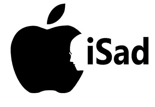 Etiqueta engomada de la etiqueta de iSad RIP Steve Jobs