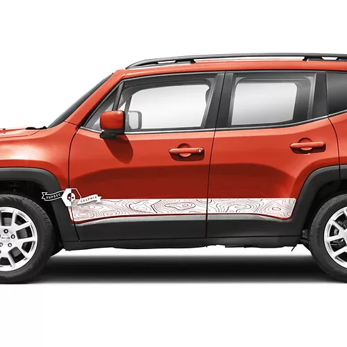 Par Jeep Renegade Rocker Panel Topographic Map Style Side Stripe ...